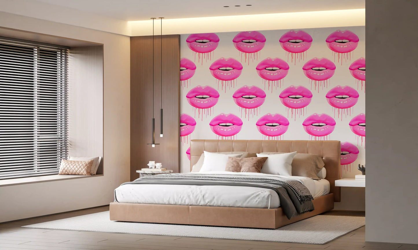 Fuchsia Kiss Pop Pattern Wall Mural