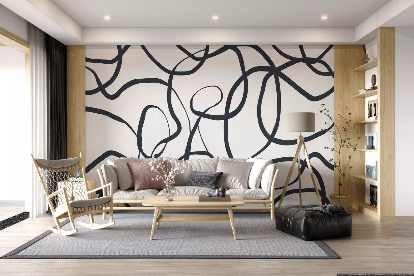 Abstract Serpentine Lines Wall Mural