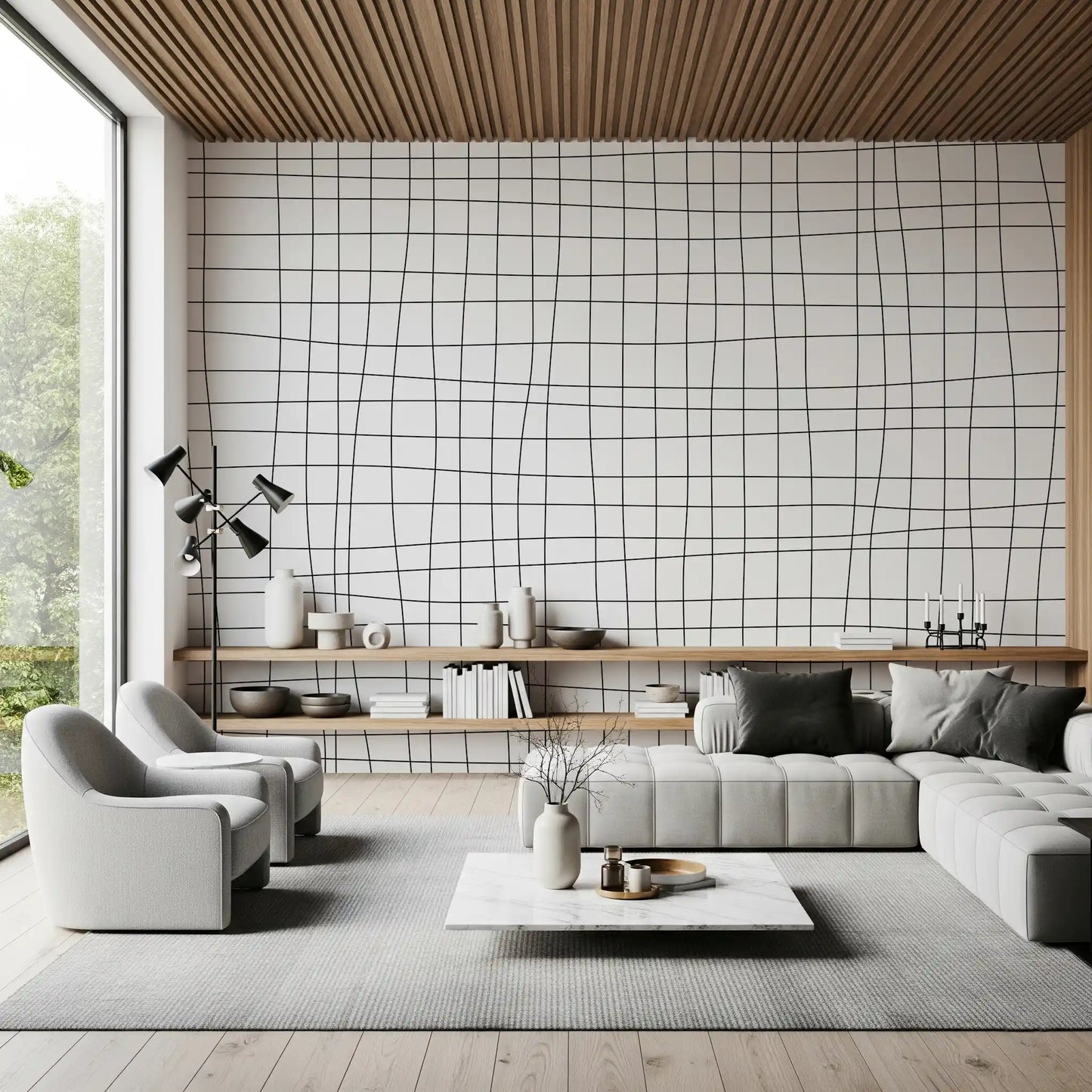 Fluid Grid Pattern Wall Mural