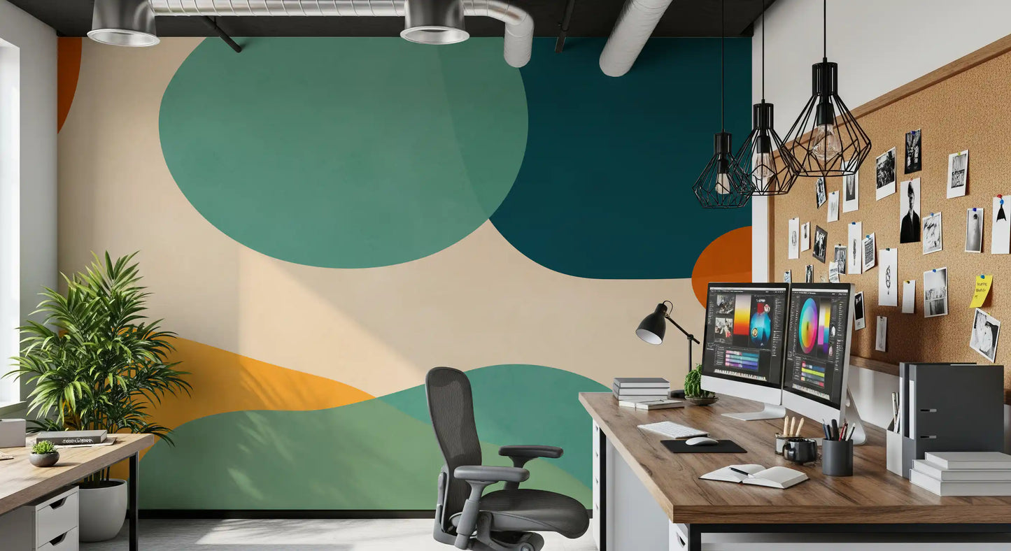 Mid-Century Abstract Flow Wall Mural