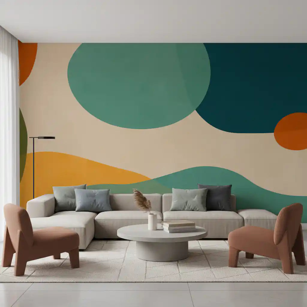Mid-Century Abstract Flow Wall Mural