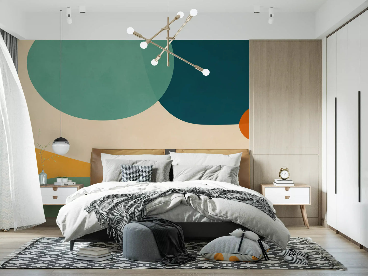 Mid-Century Abstract Flow Wall Mural