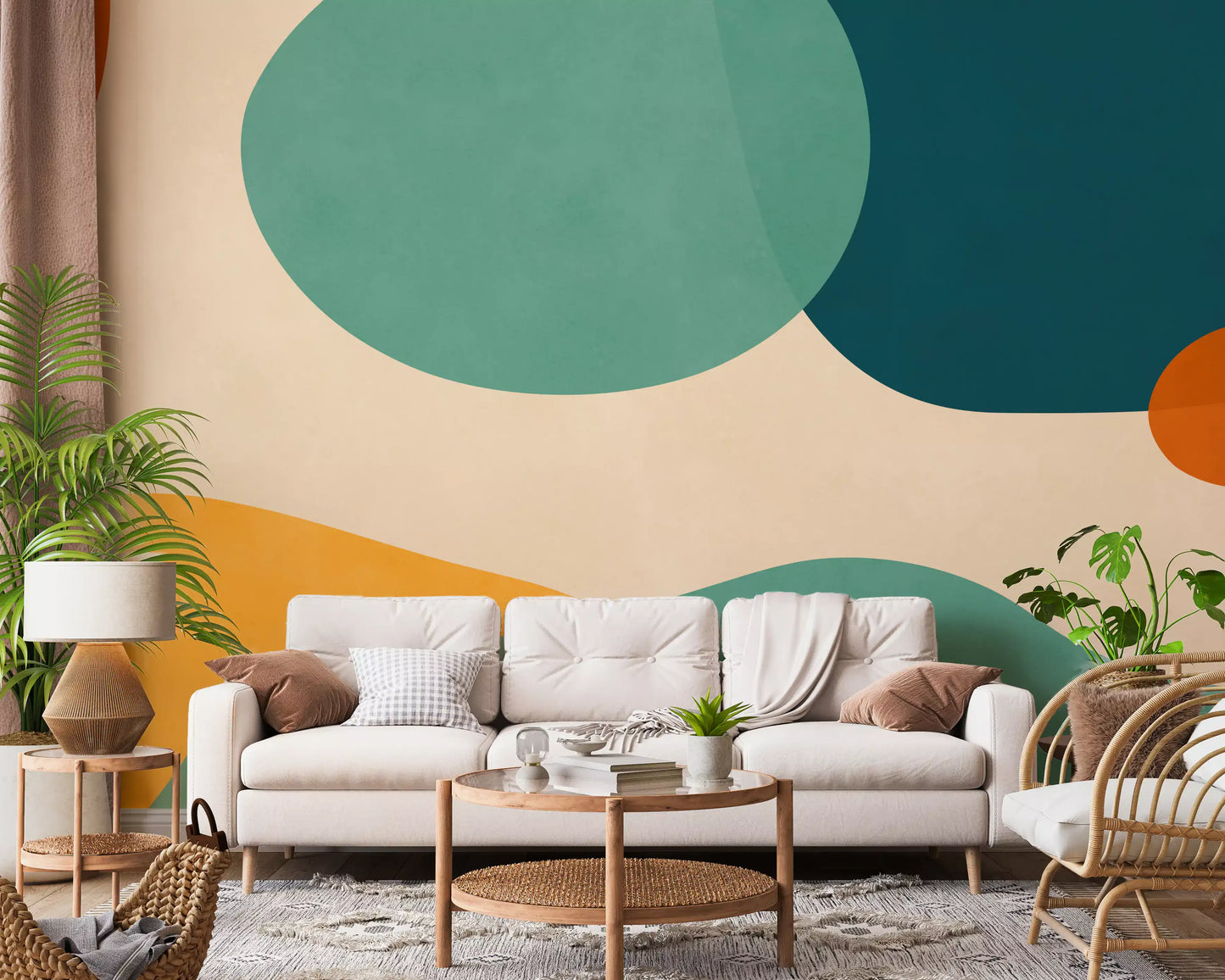 Mid-Century Abstract Flow Wall Mural