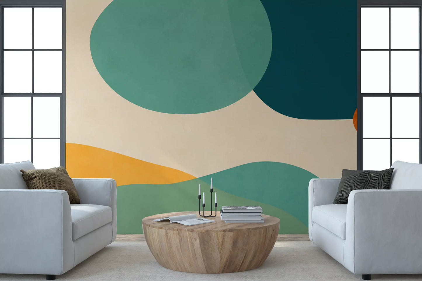 Mid-Century Abstract Flow Wall Mural