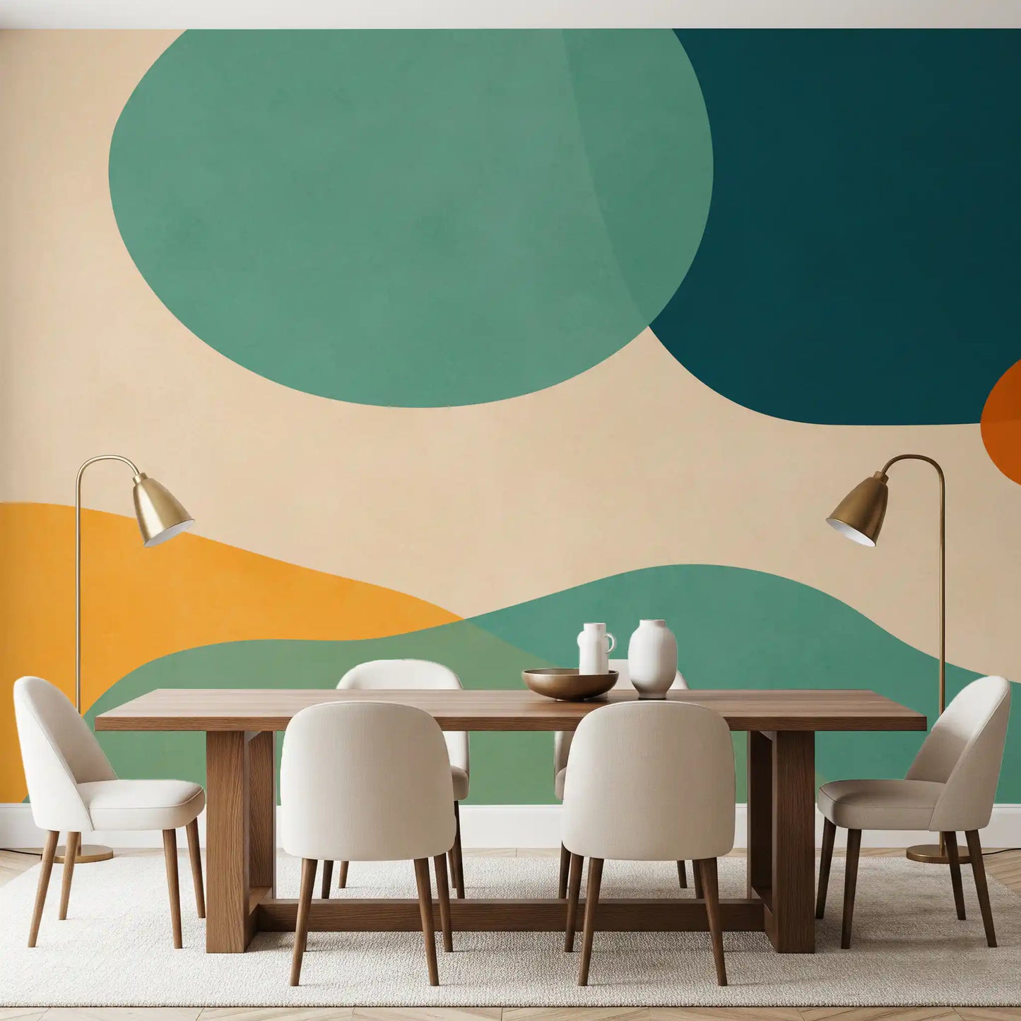 Mid-Century Abstract Flow Wall Mural
