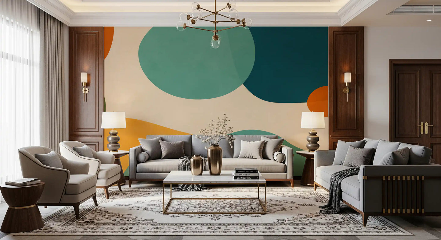 Mid-Century Abstract Flow Wall Mural