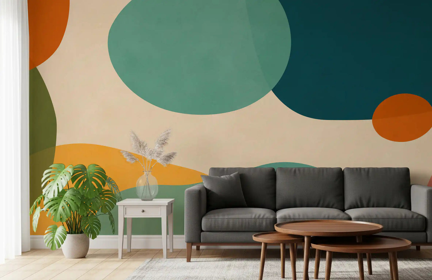 Mid-Century Abstract Flow Wall Mural