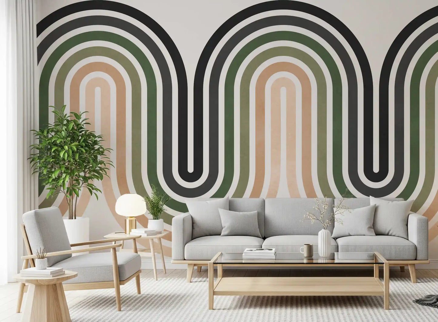 Organic Rhythm Curves Wall Mural