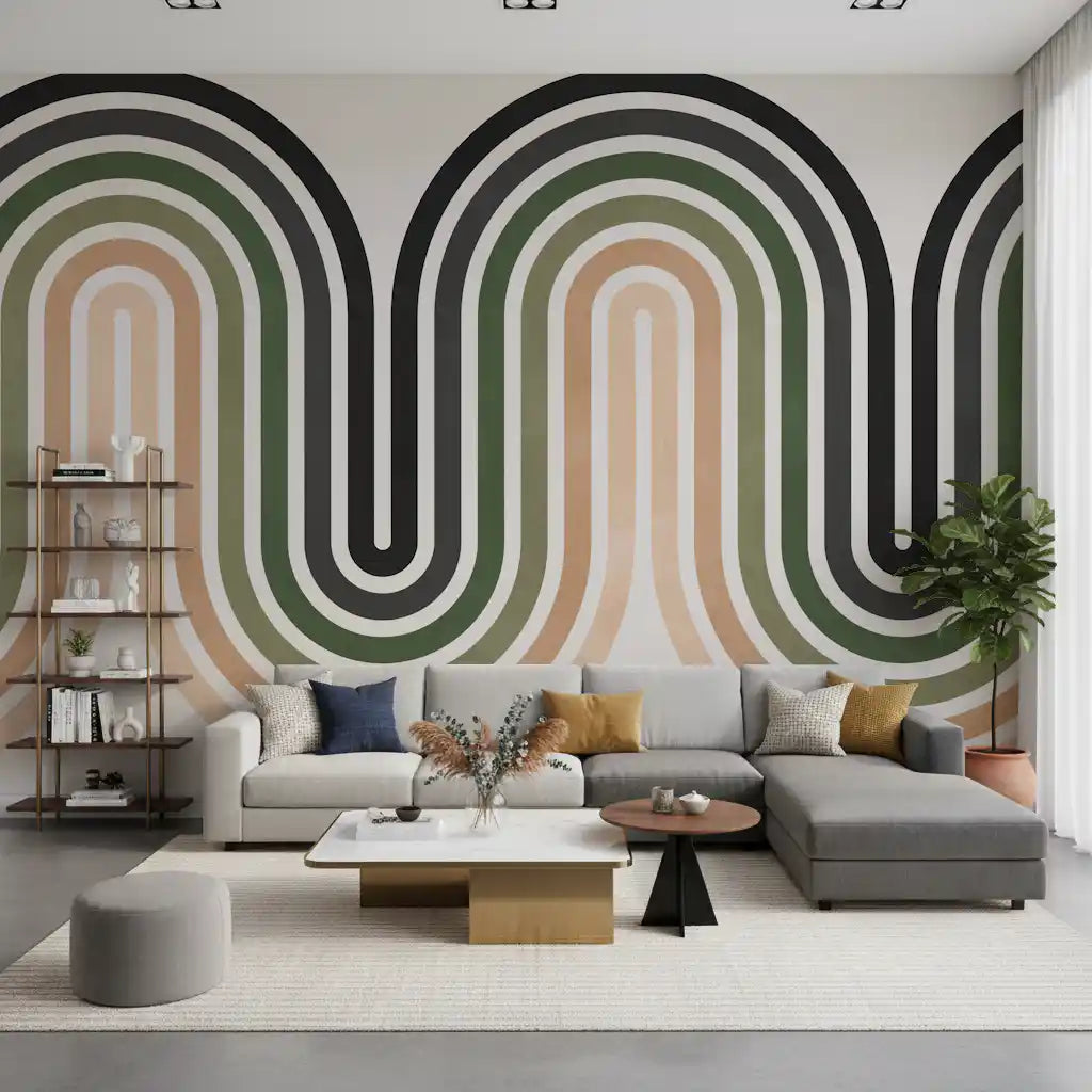 Organic Rhythm Curves Wall Mural
