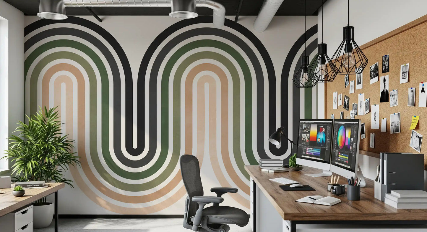 Organic Rhythm Curves Wall Mural