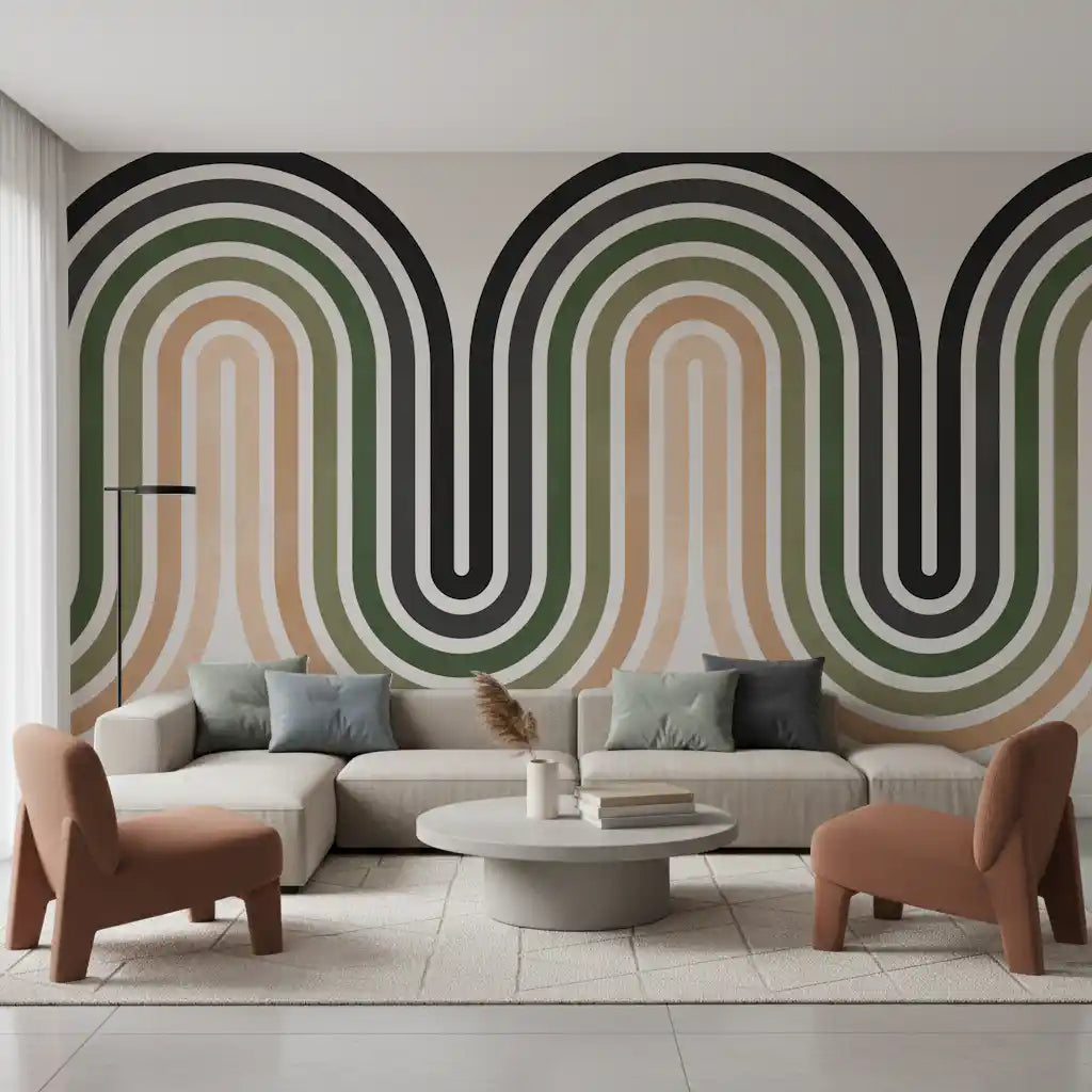 Organic Rhythm Curves Wall Mural
