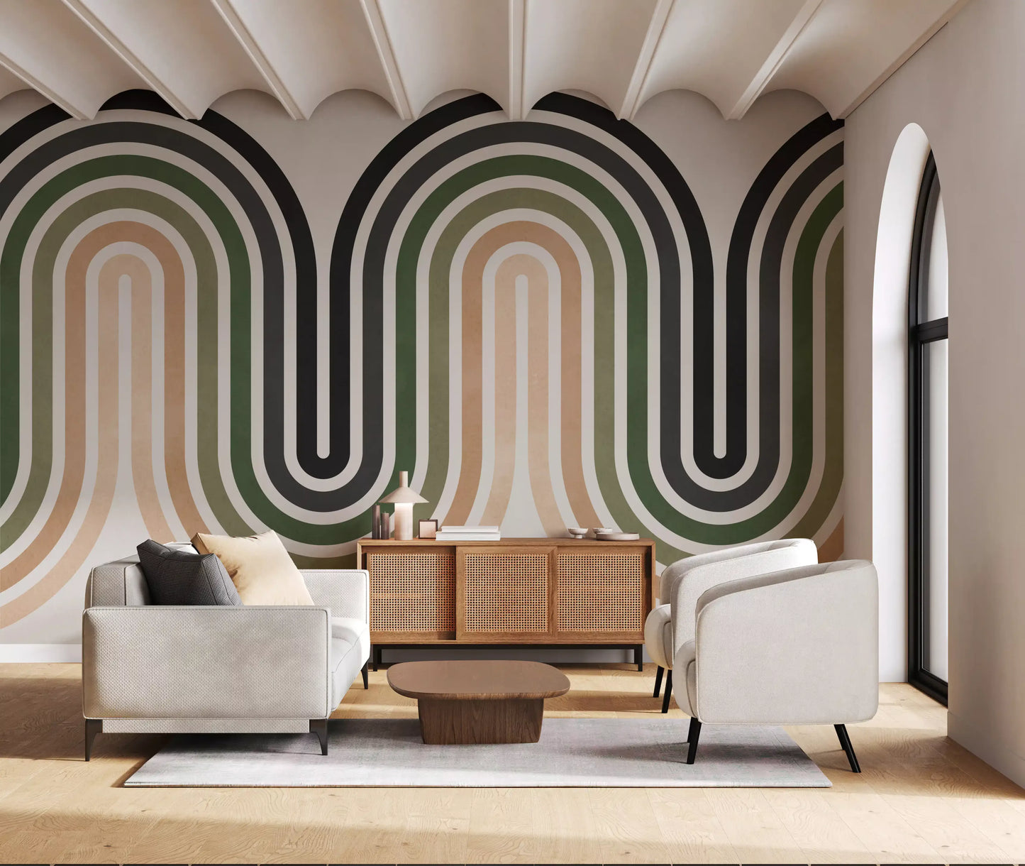 Organic Rhythm Curves Wall Mural