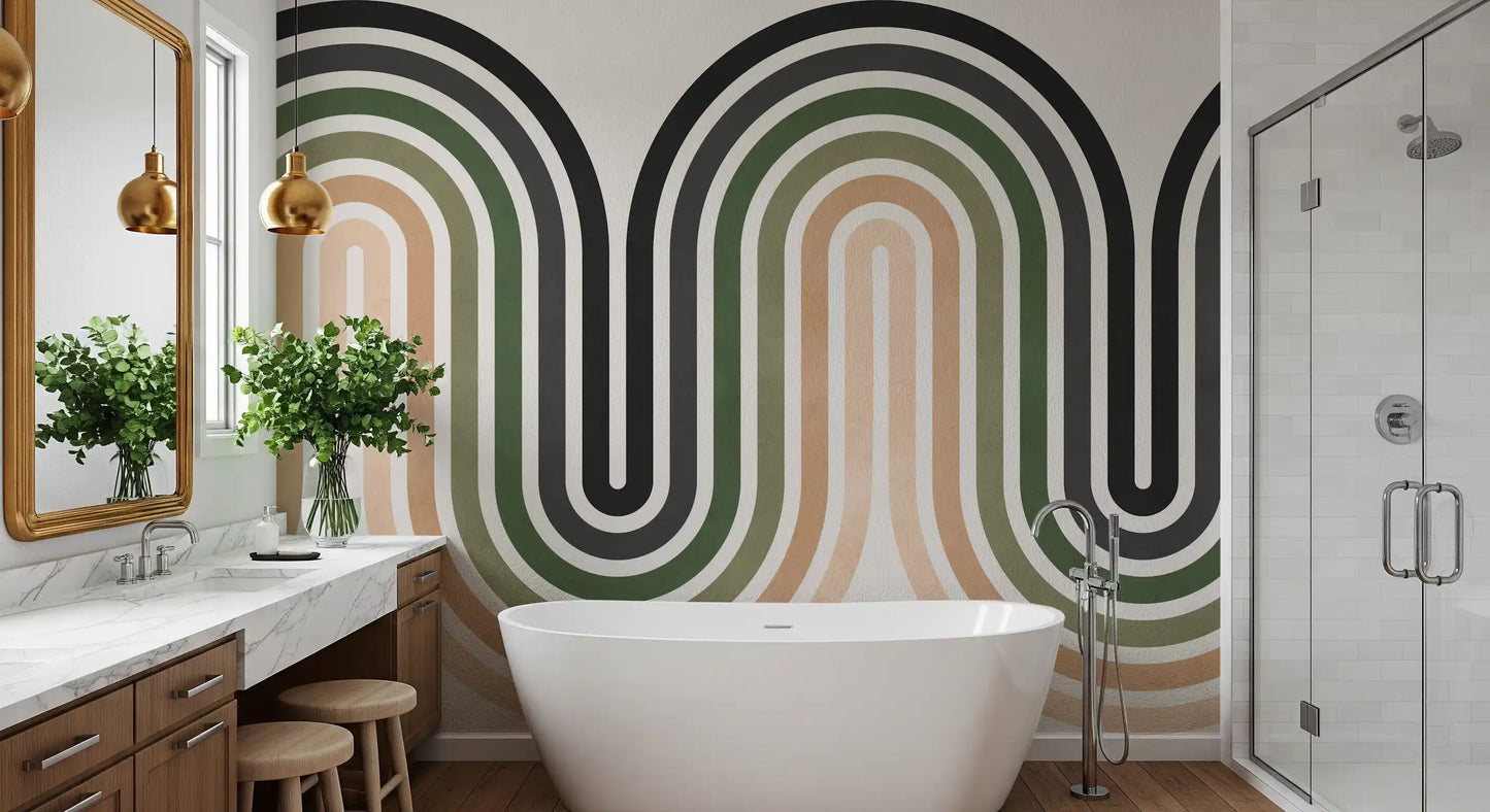 Organic Rhythm Curves Wall Mural