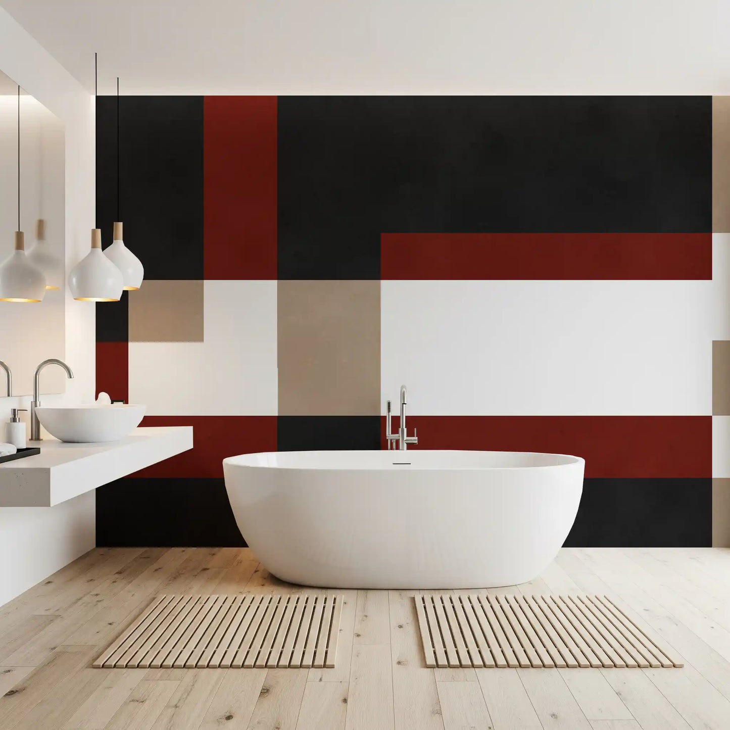 Mural Code Block Bold Block Fusion Wall Mural - Graphic Shape Balance Art