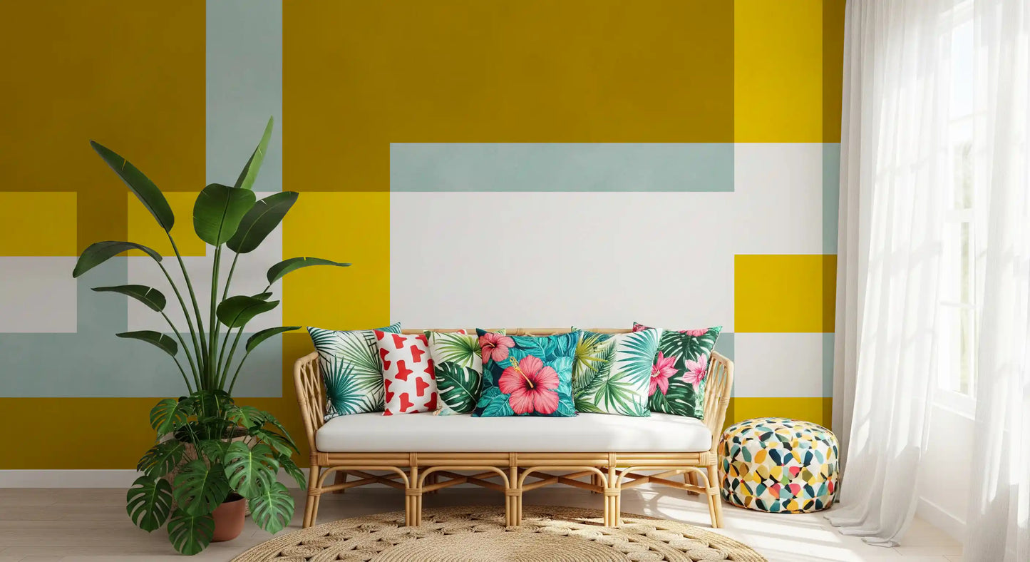Golden Overlap Abstract Wall Mural