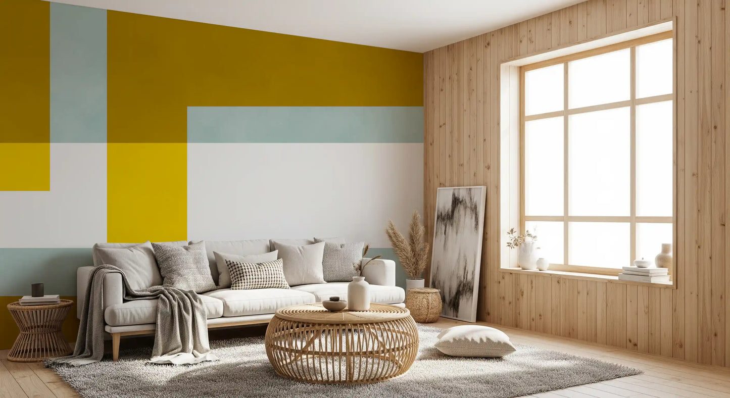 Golden Overlap Abstract Wall Mural