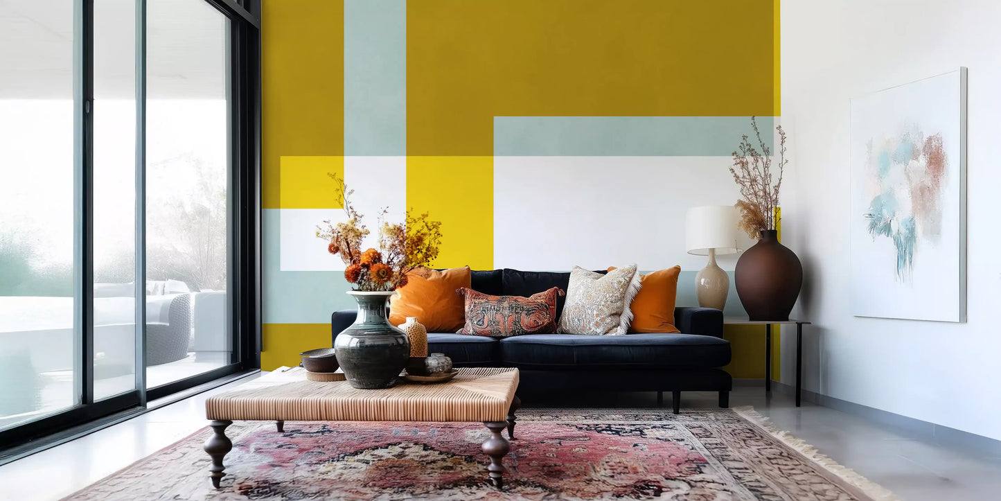 Golden Overlap Abstract Wall Mural