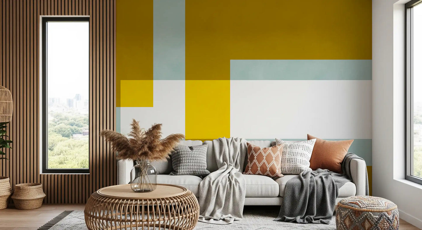Golden Overlap Abstract Wall Mural