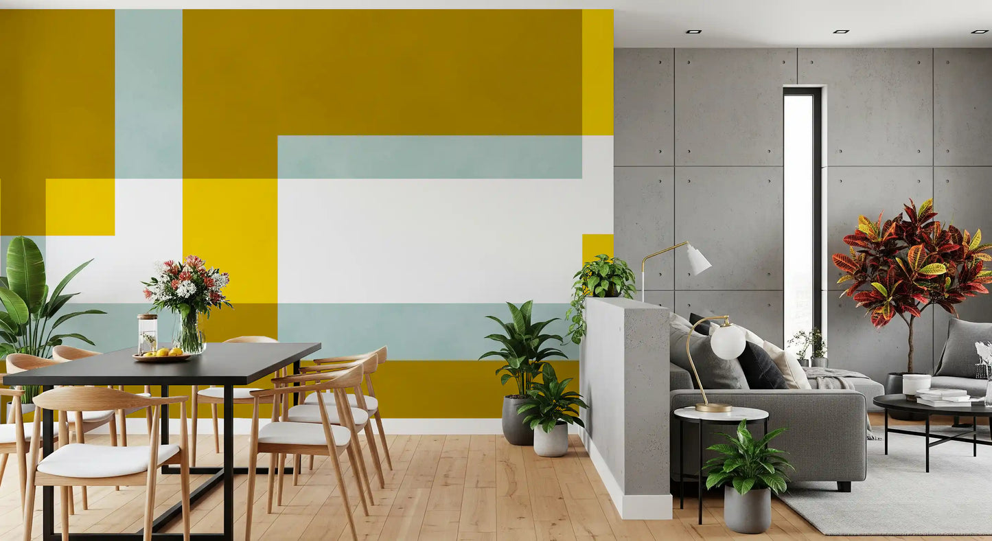 Golden Overlap Abstract Wall Mural