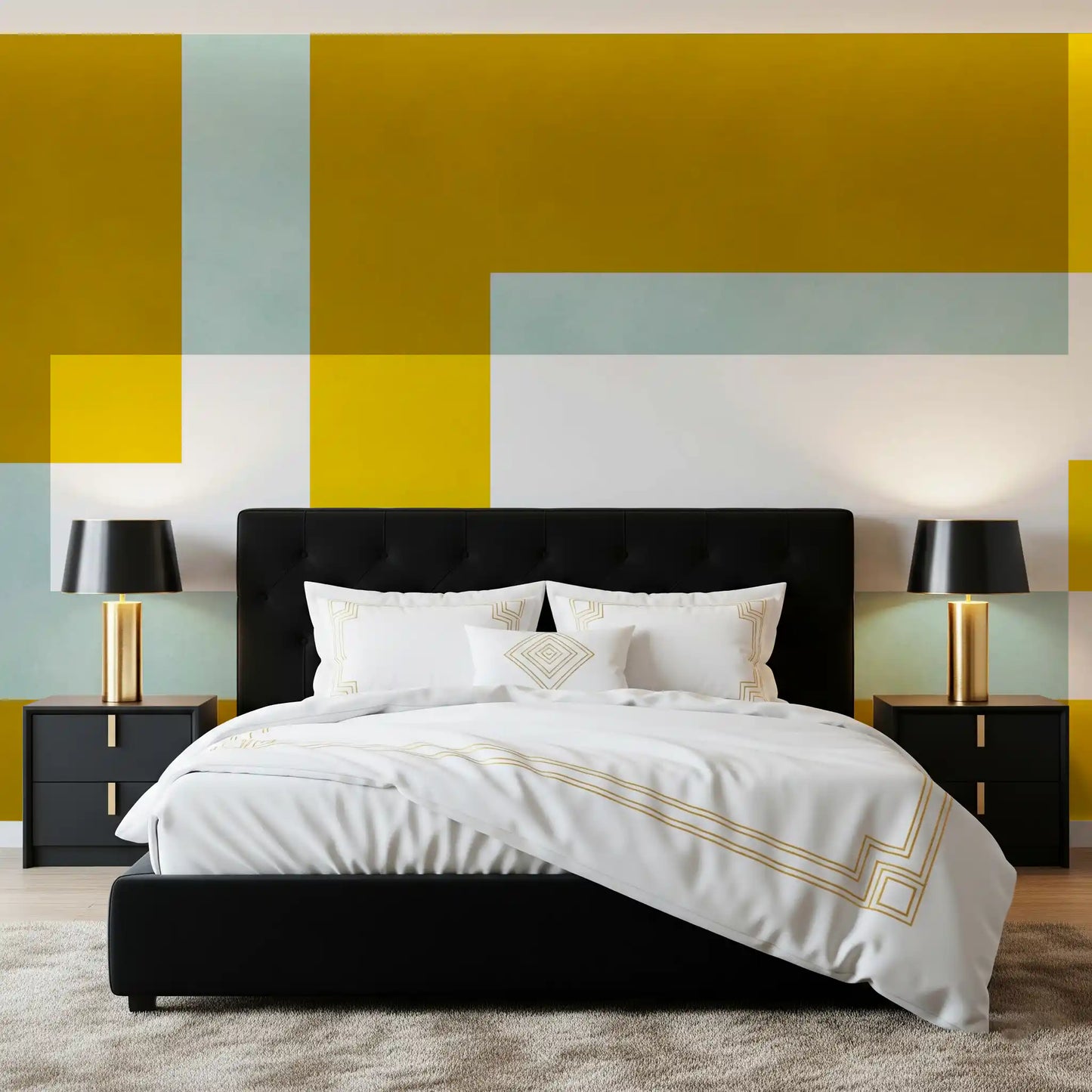 Golden Overlap Abstract Wall Mural