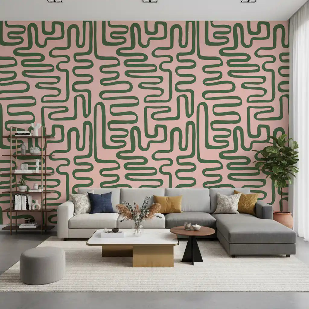 Soft Flow Maze Wall Mural