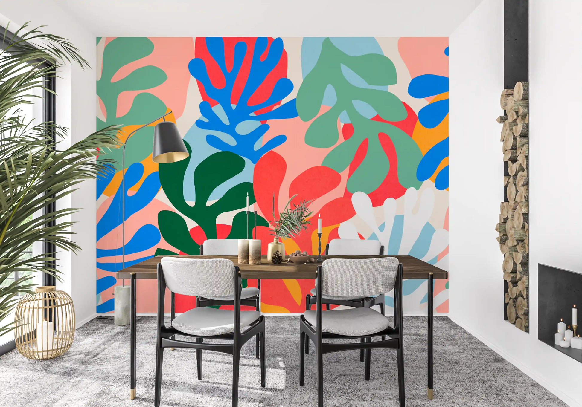 Organic Forms wall mural with rounded botanical shapes and bright layered tones