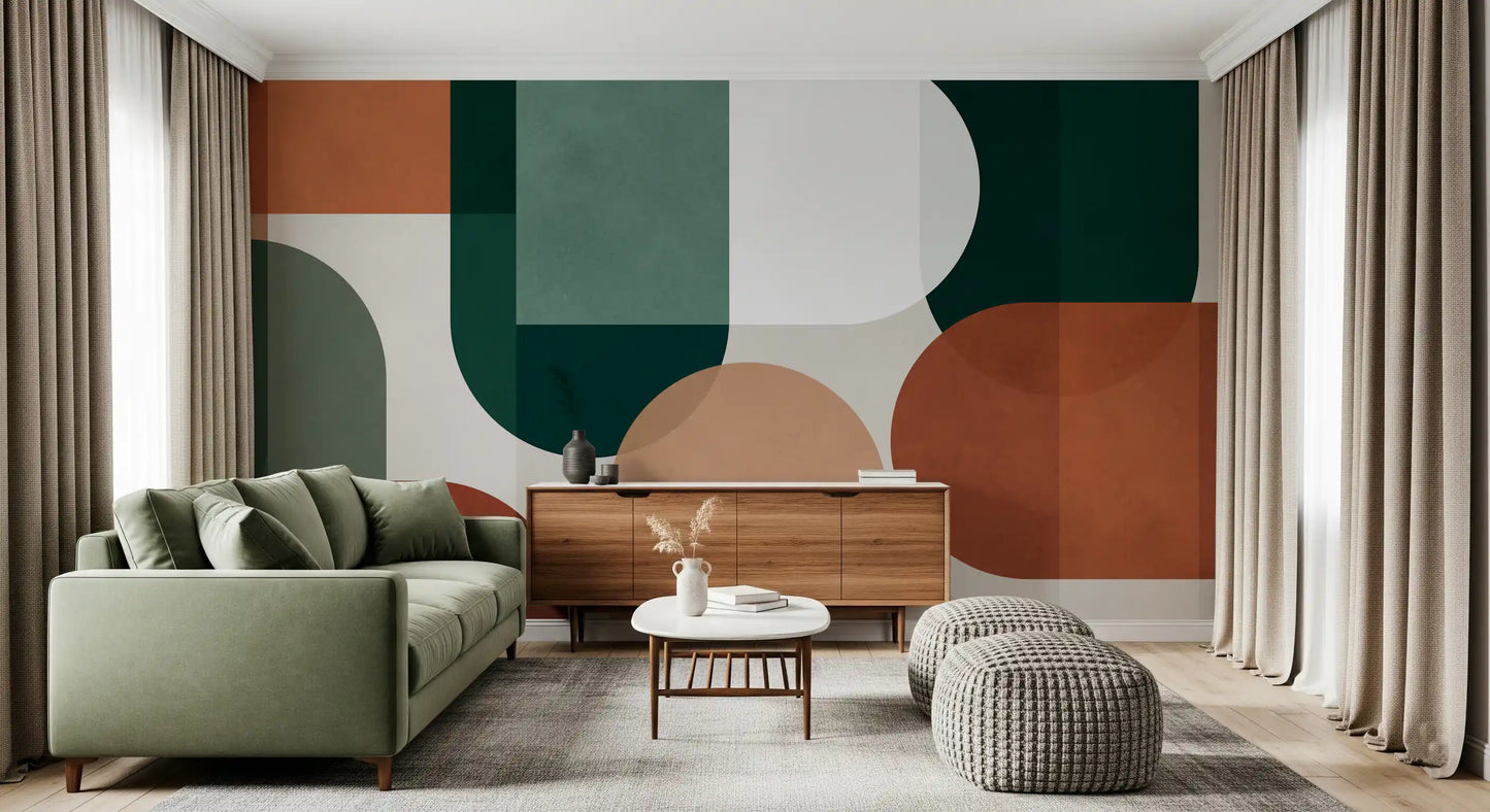 Modernist Earthy Geometry Wall Mural