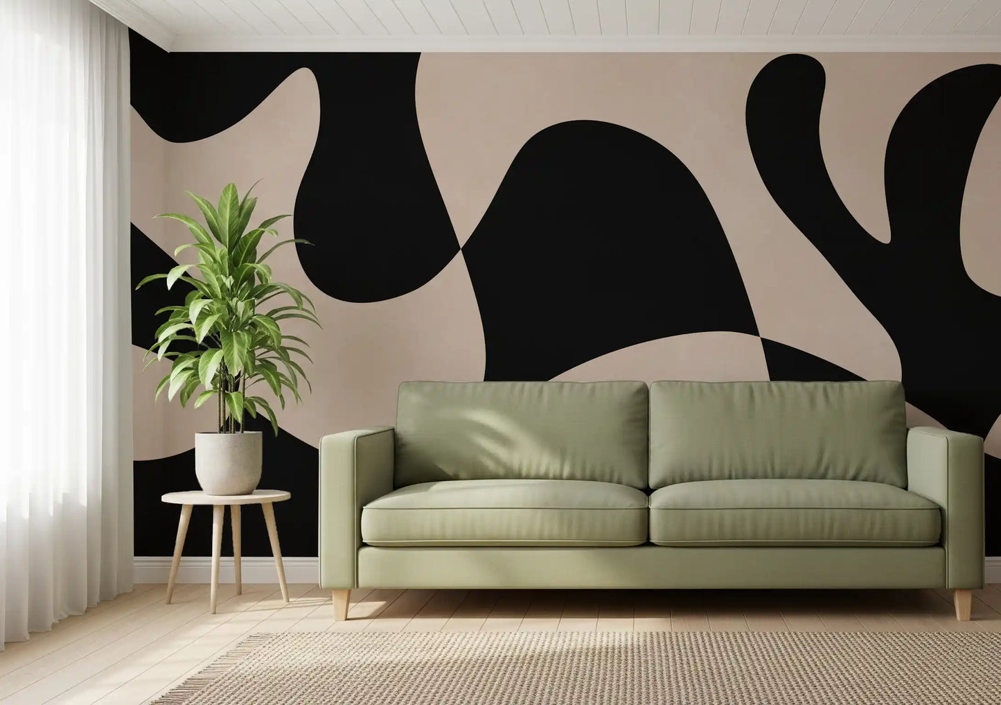 Organic Flow Monochromatic Wall Mural