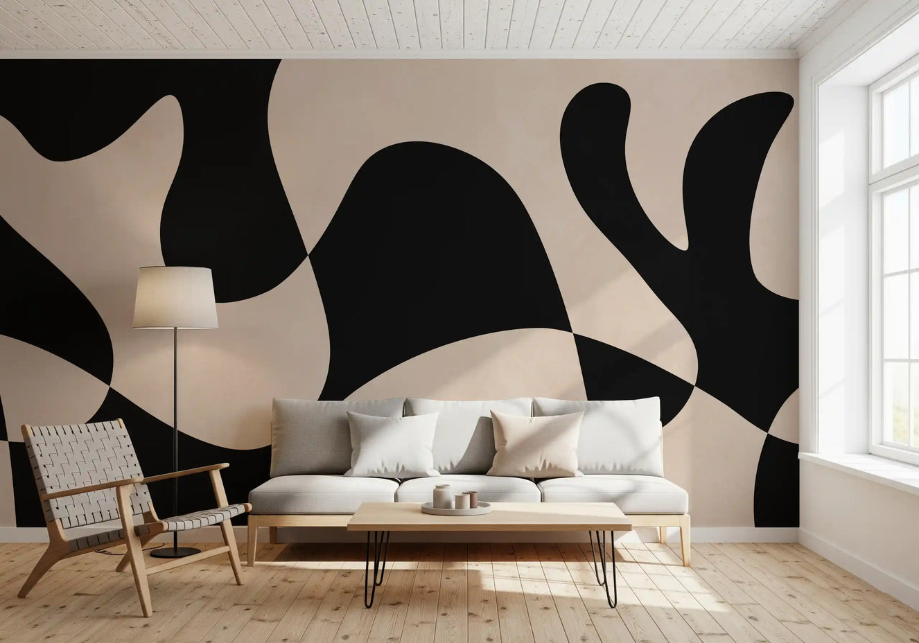 Organic Flow Monochromatic Wall Mural