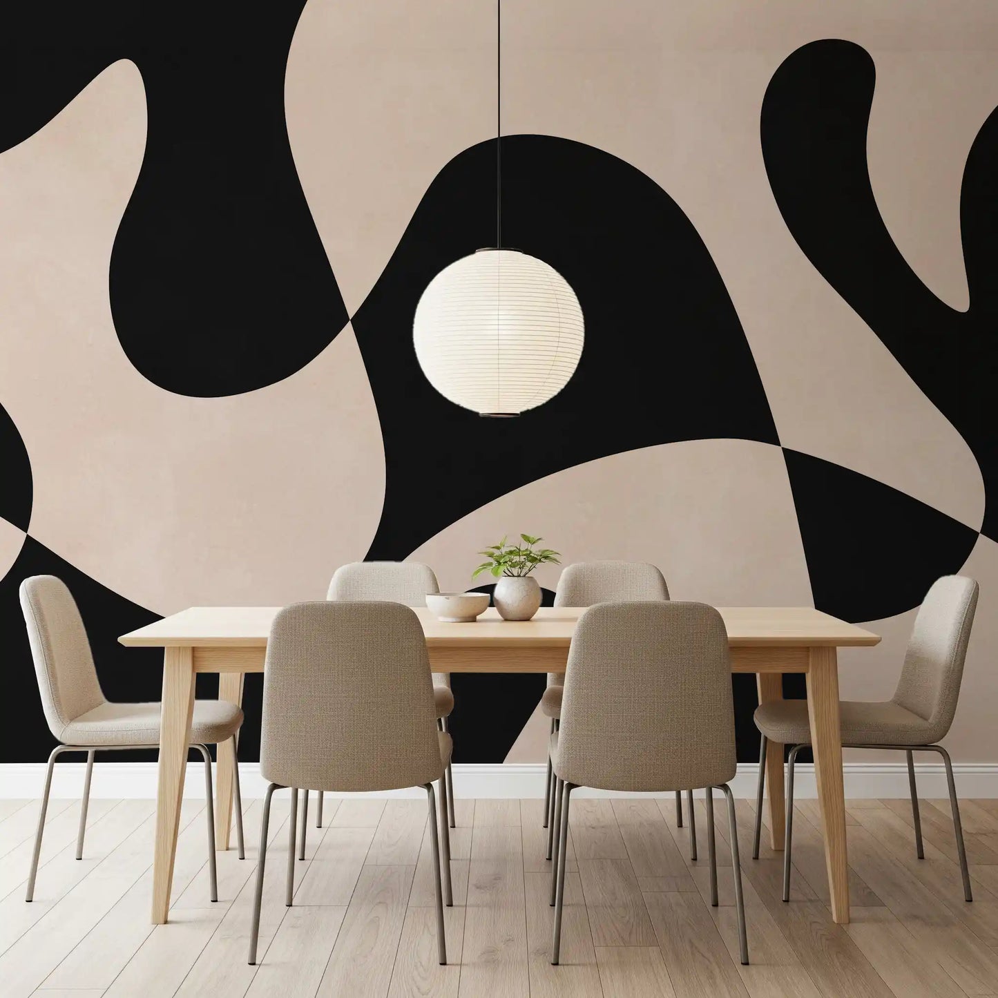 Organic Flow Monochromatic Wall Mural
