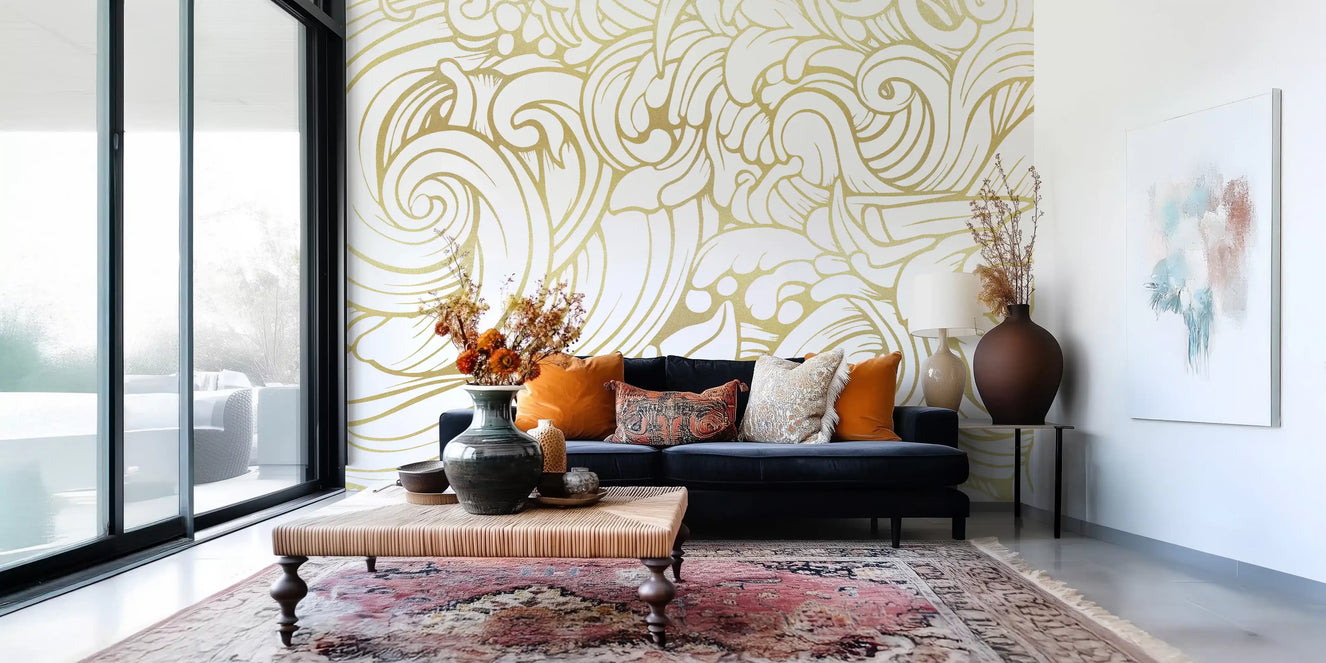 Gilded Organic Flow Wall Mural