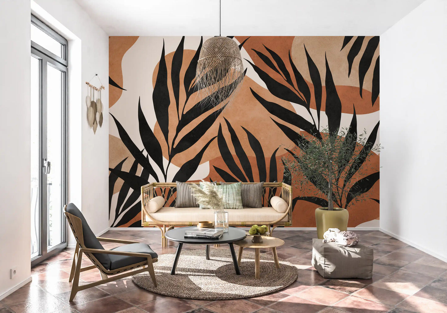 Boho Leaf Flow Wall Mural