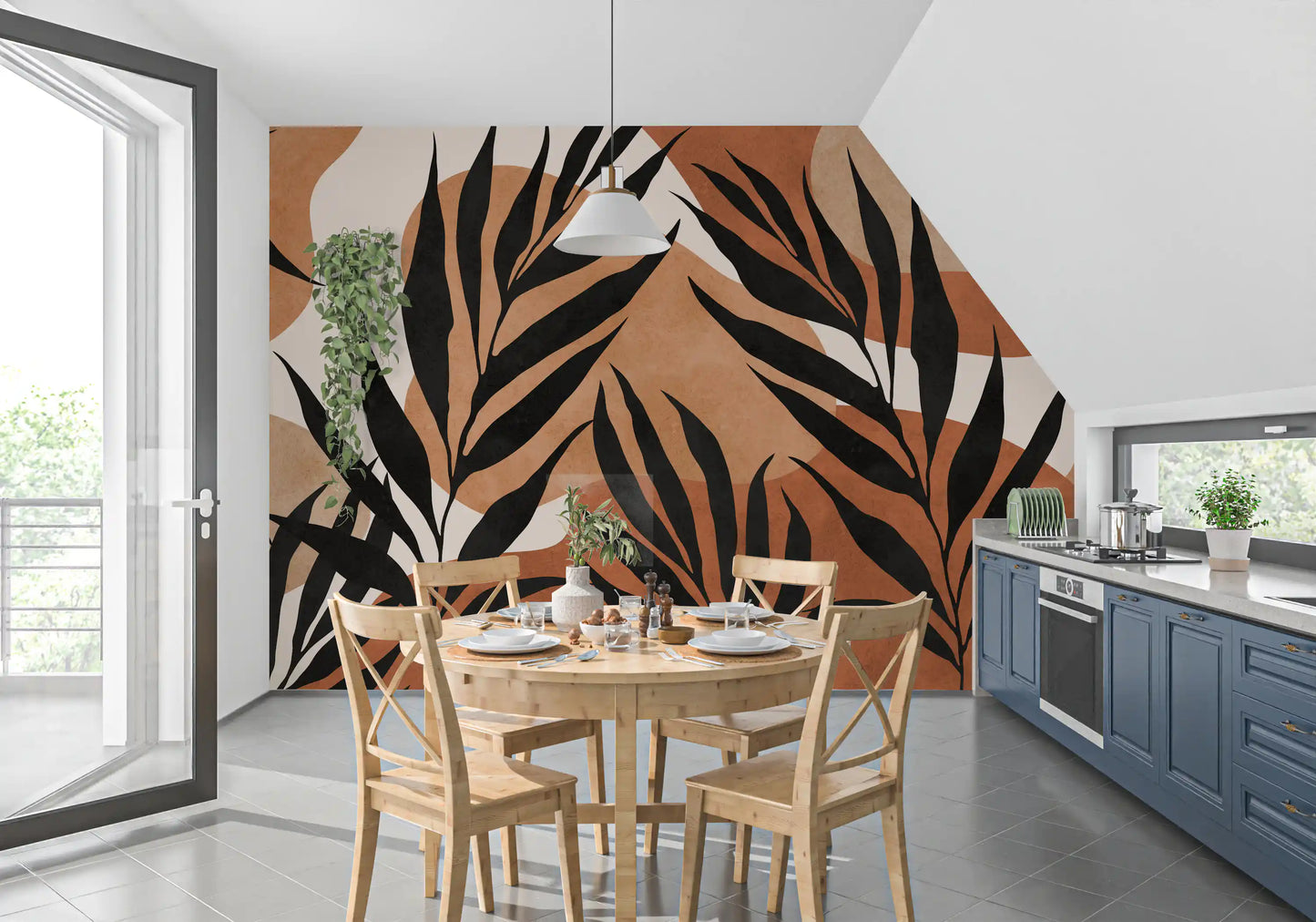 Boho Leaf Flow Wall Mural