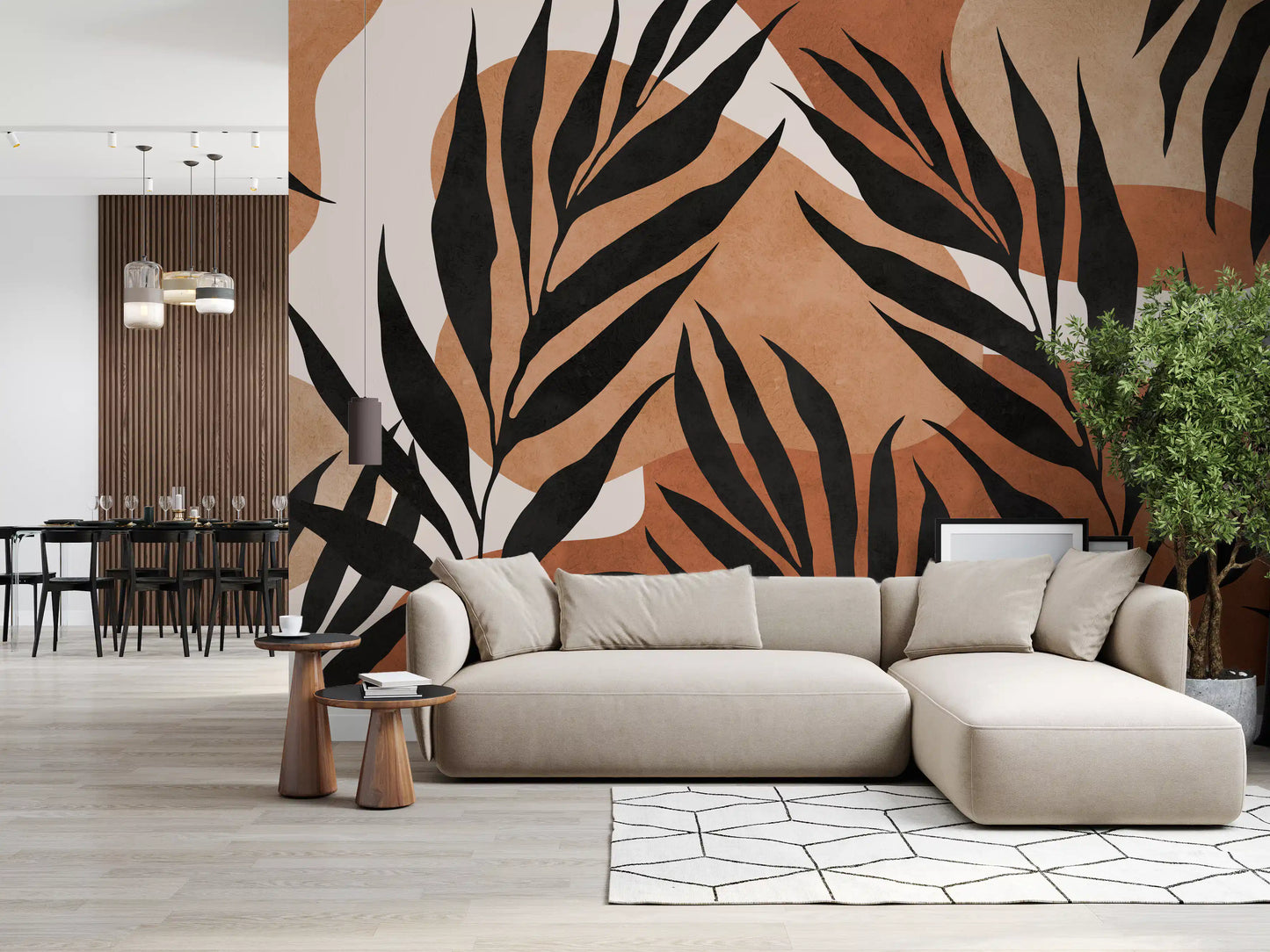 Boho Leaf Flow Wall Mural