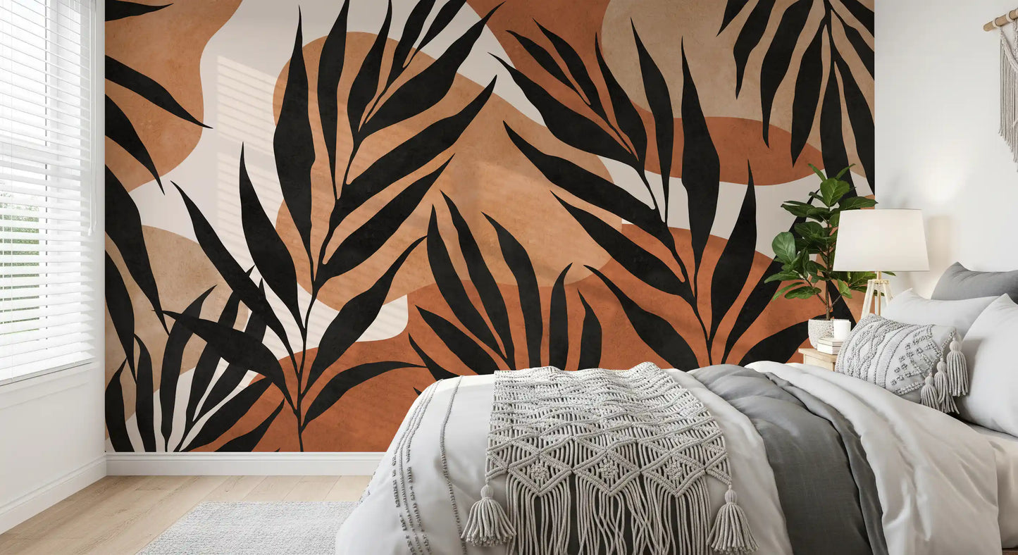 Boho Leaf Flow Wall Mural