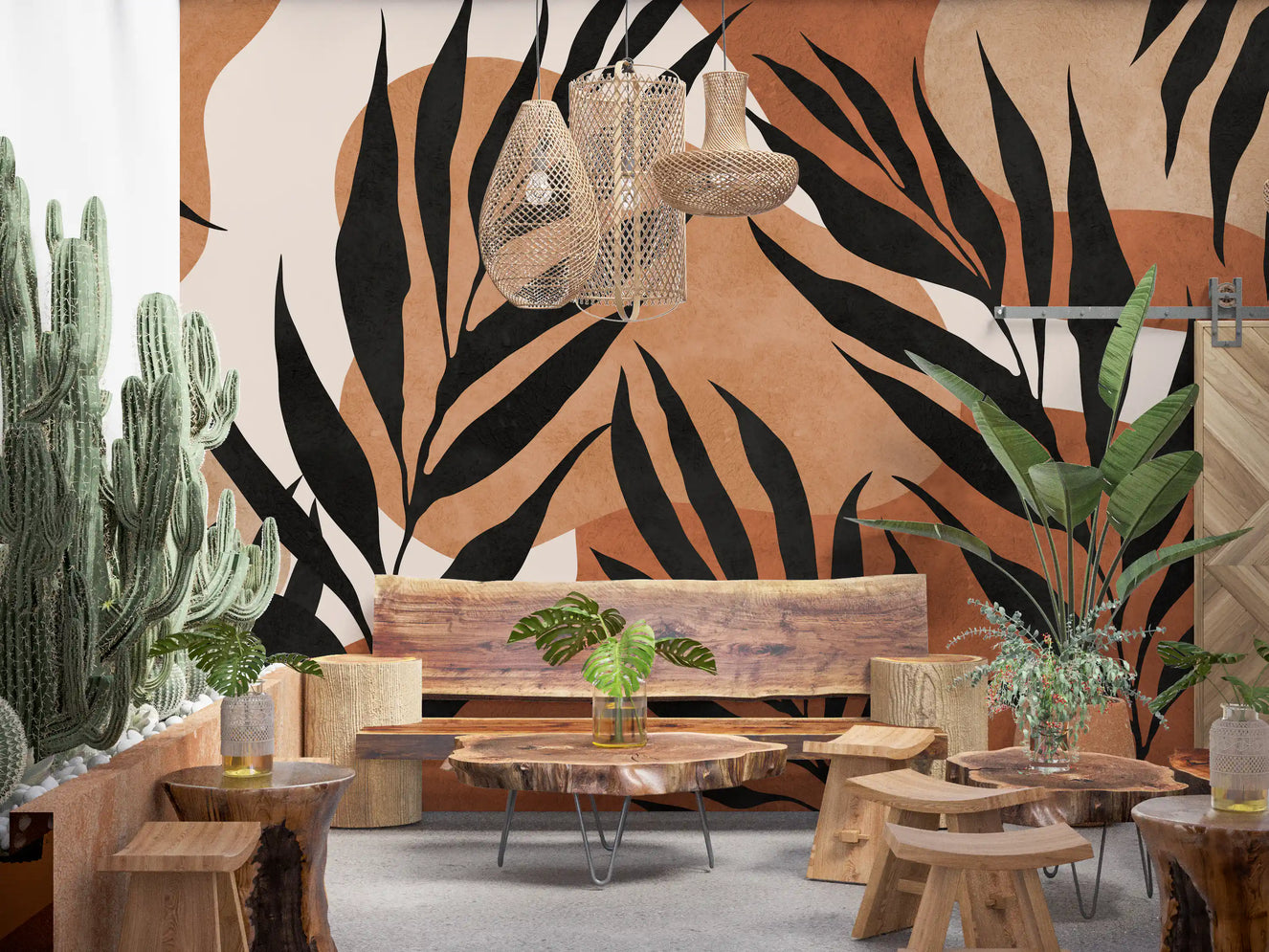 Boho Leaf Flow Wall Mural
