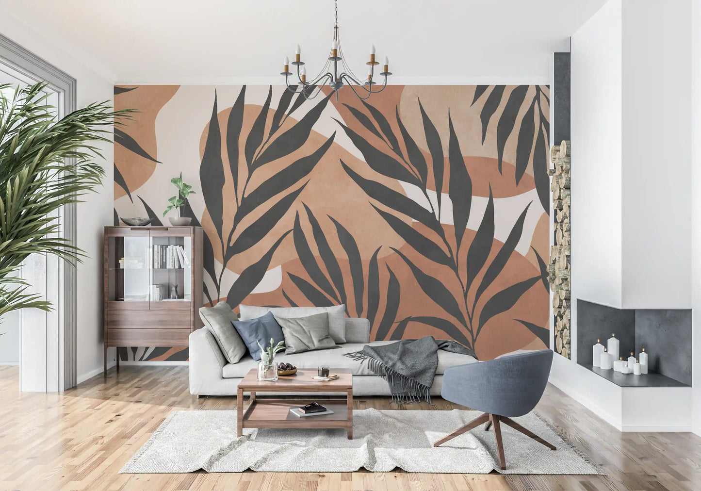 Boho Leaf Flow Wall Mural