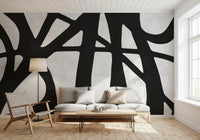 Hallway Flow Wall Mural featuring large black forms and crisp spacing