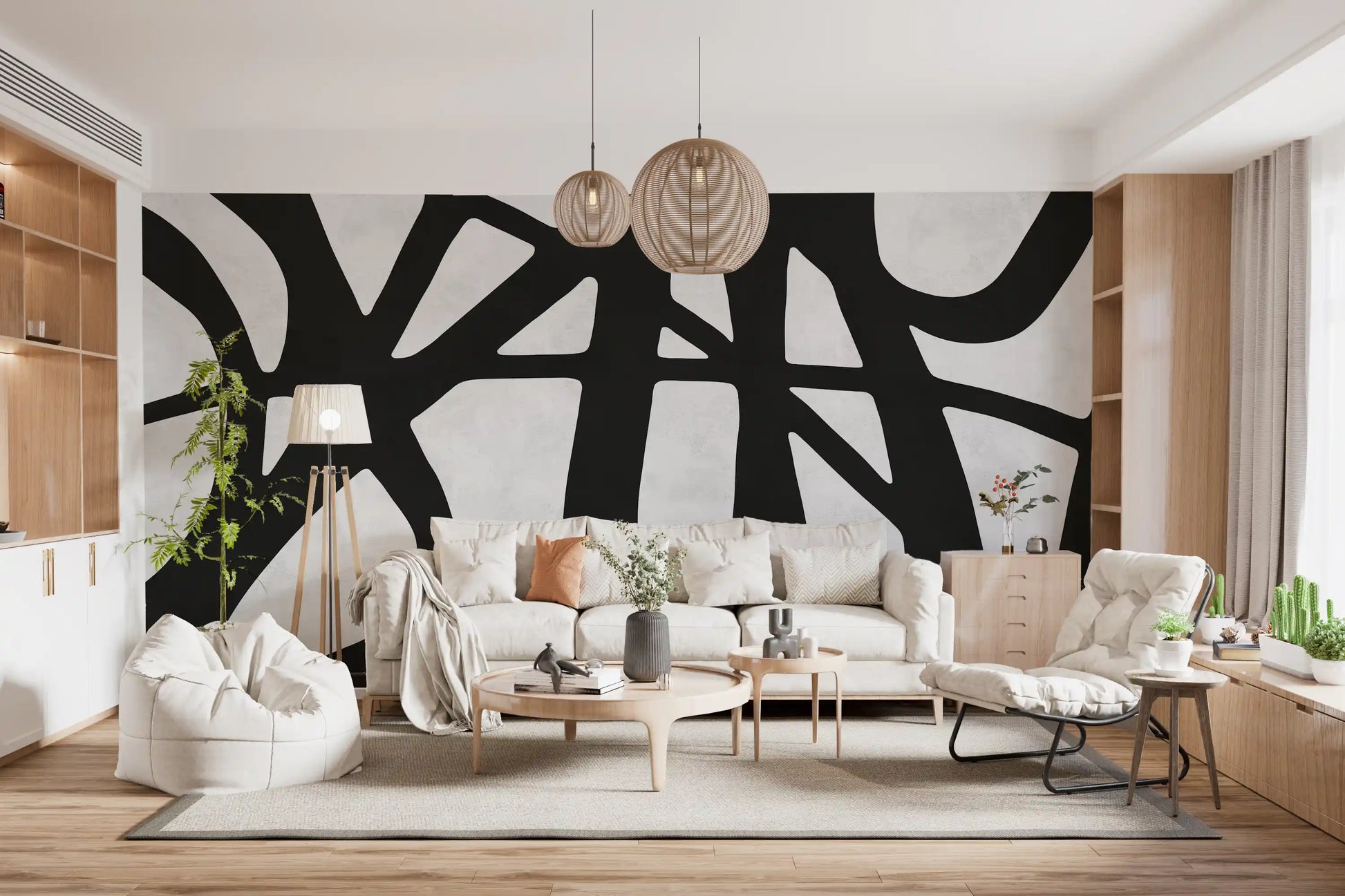 Graphic Monochrome Flow design with smooth organic lines and sharp contrast