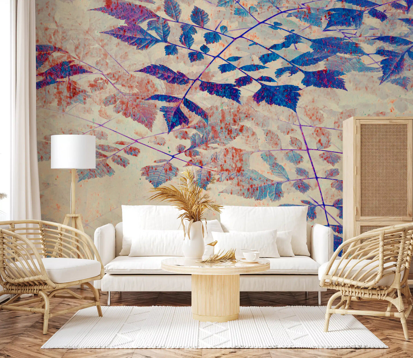 Indigo Foliage Wall Mural