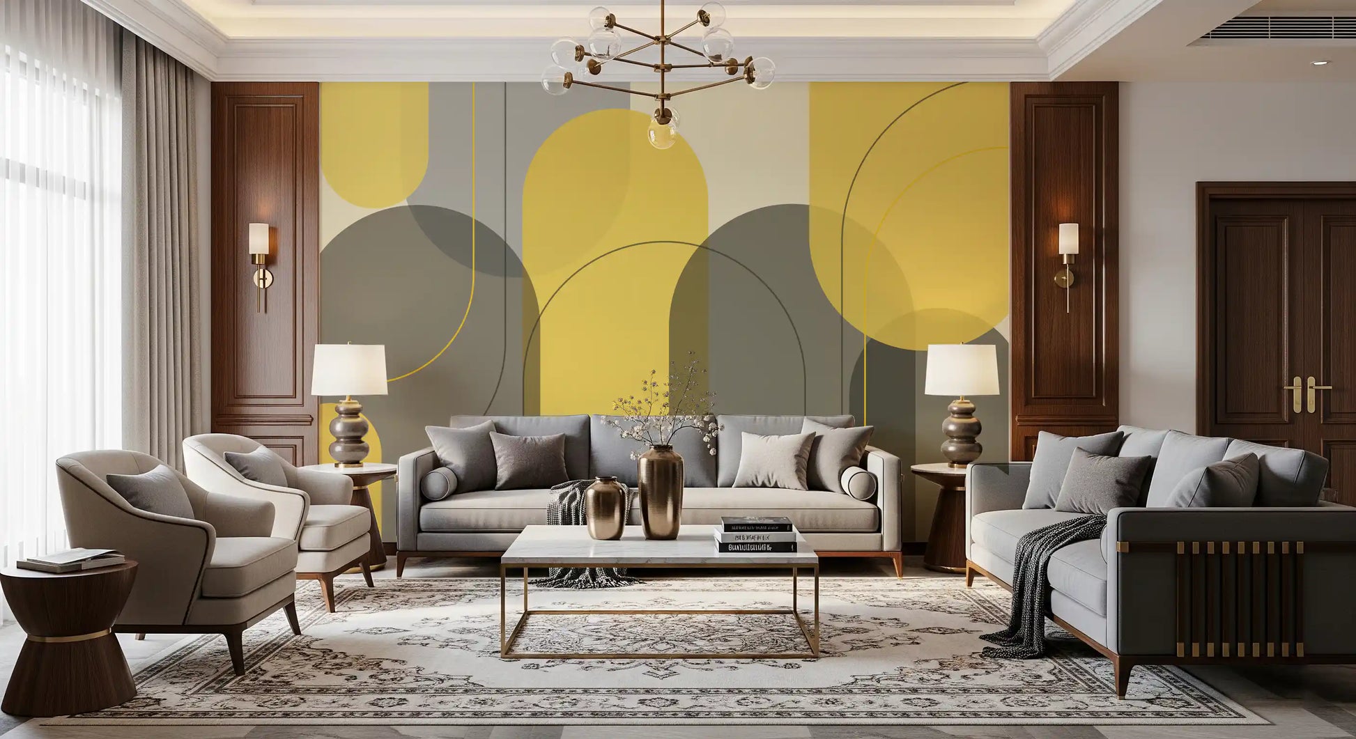 Sunstone Archways mural with modern geometry and balanced tonal depth
