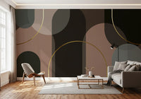 Muted Hues wall mural with blush background and structured arch silhouettes