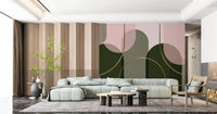 Living area Arch Harmony Wall Mural showing curved gold detail and soft layers