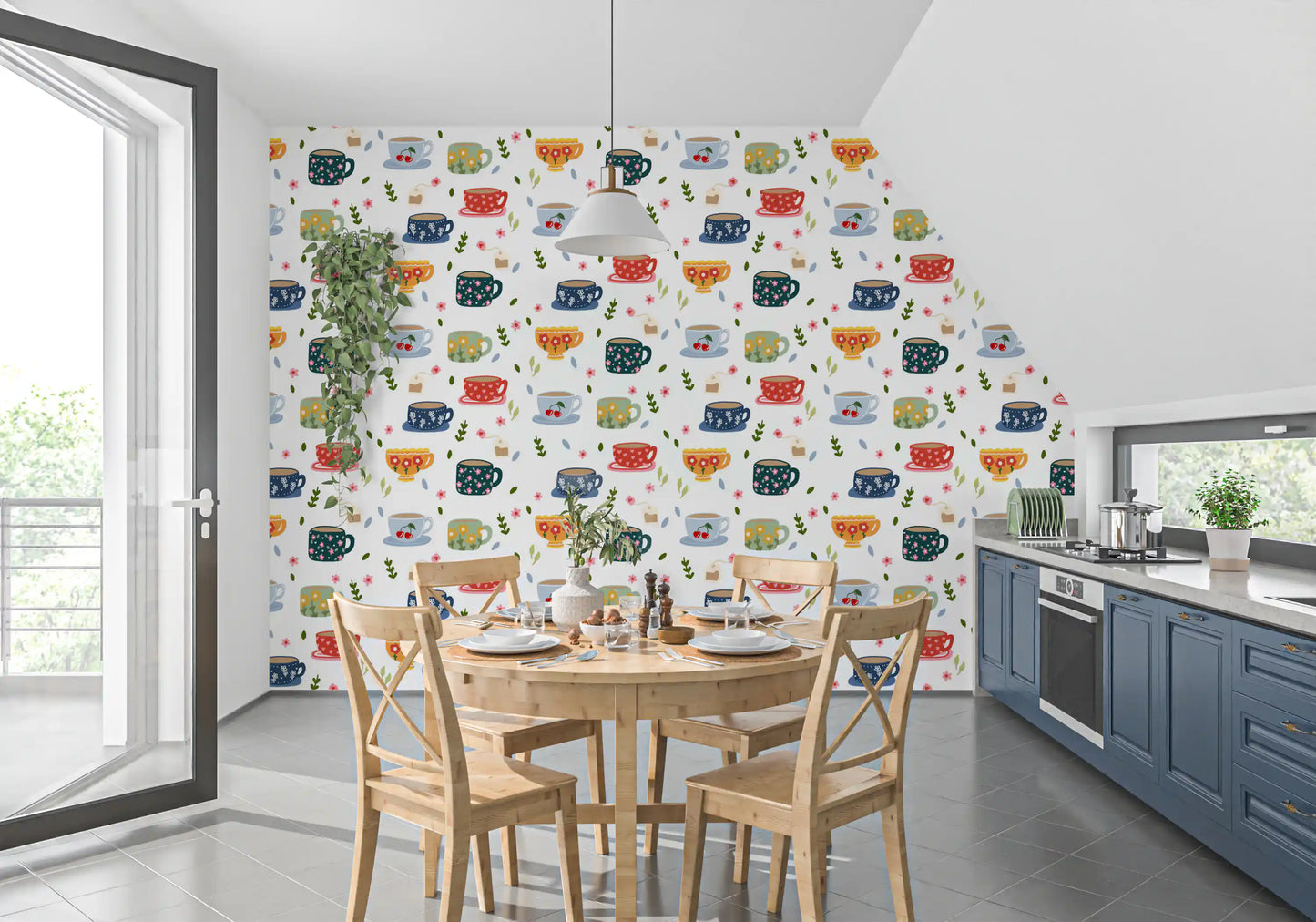 Coffee Cups and Flowers Wallpaper⁠