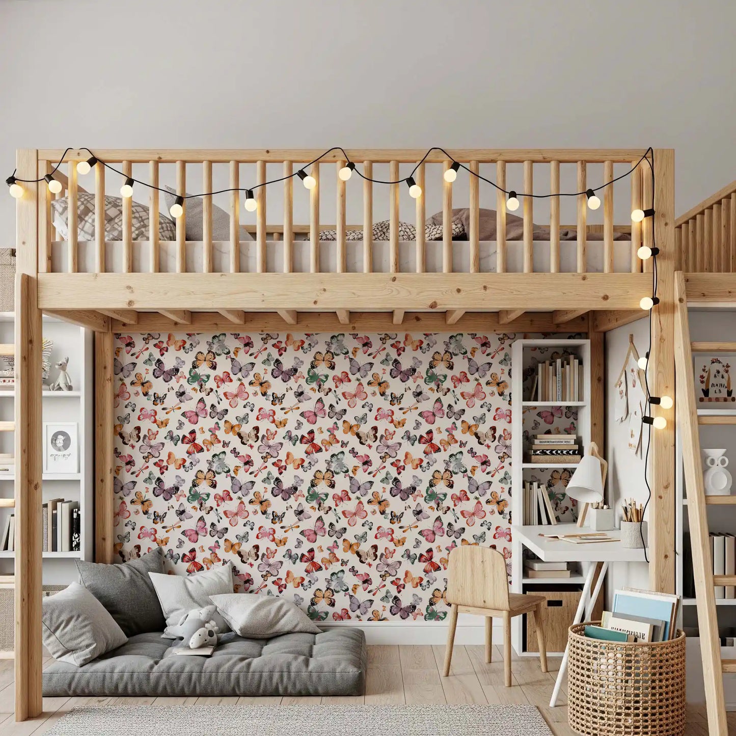 Flying butterflies Earthy tones Wallpaper⁠