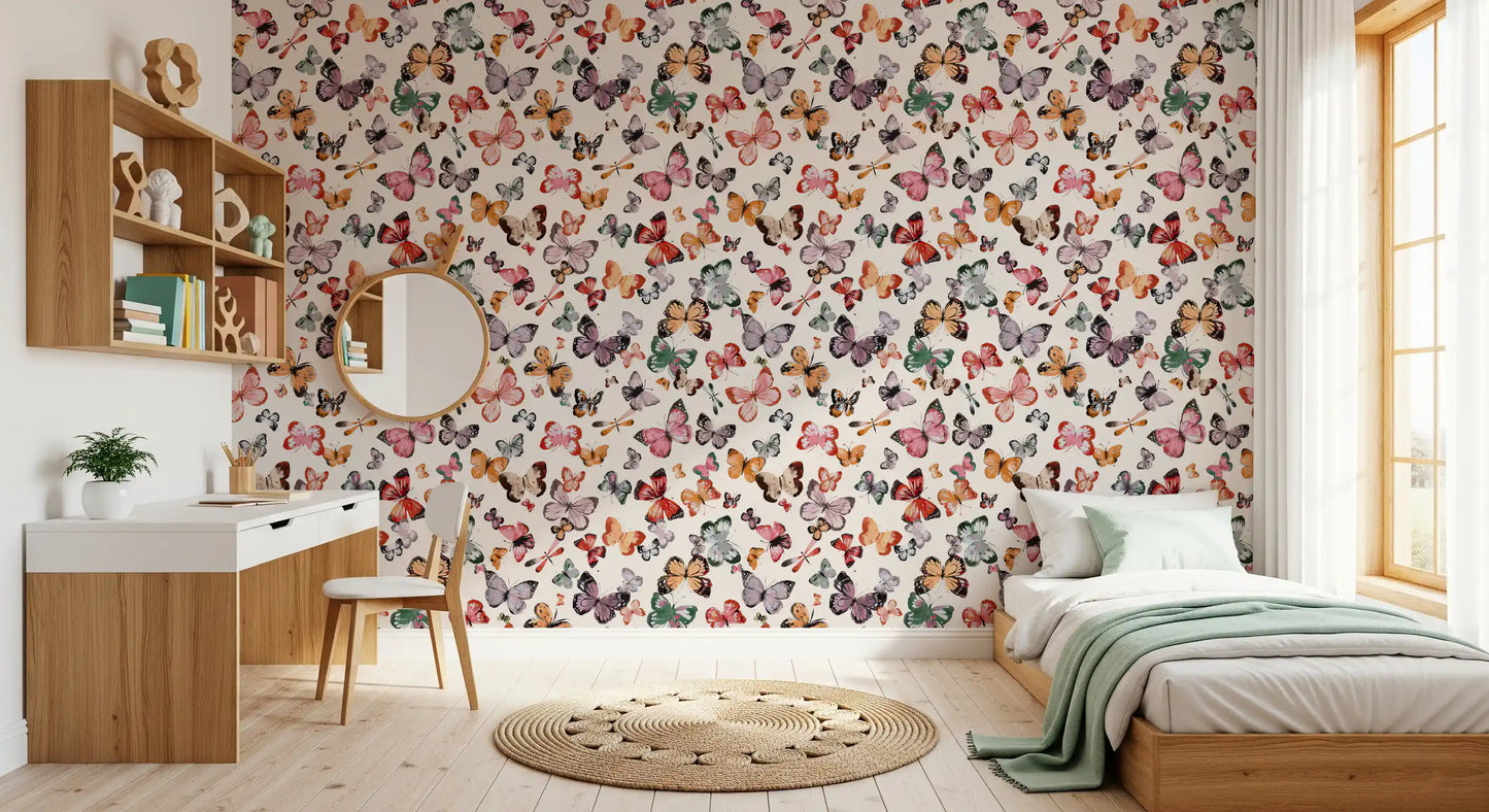 Flying butterflies Earthy tones Wallpaper⁠