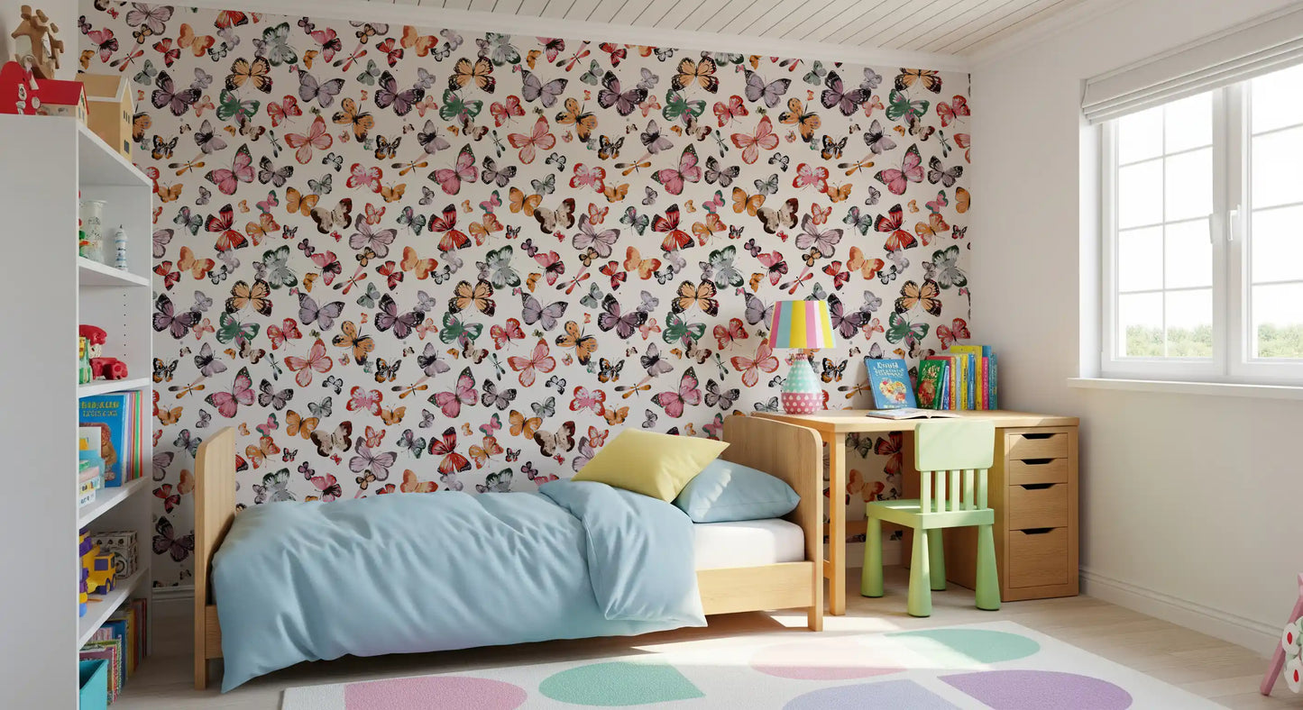 Flying butterflies Earthy tones Wallpaper⁠