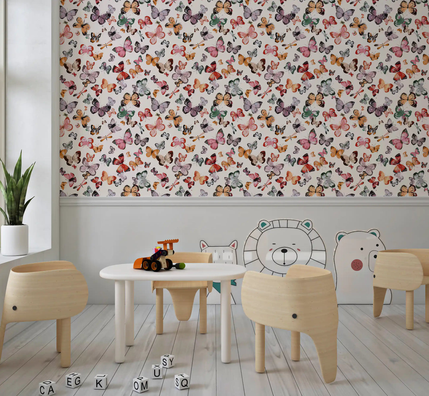 Flying butterflies Earthy tones Wallpaper⁠