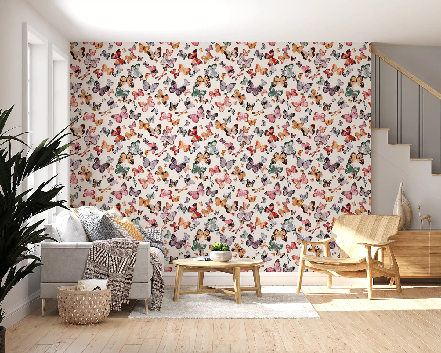 Flying butterflies Earthy tones Wallpaper⁠