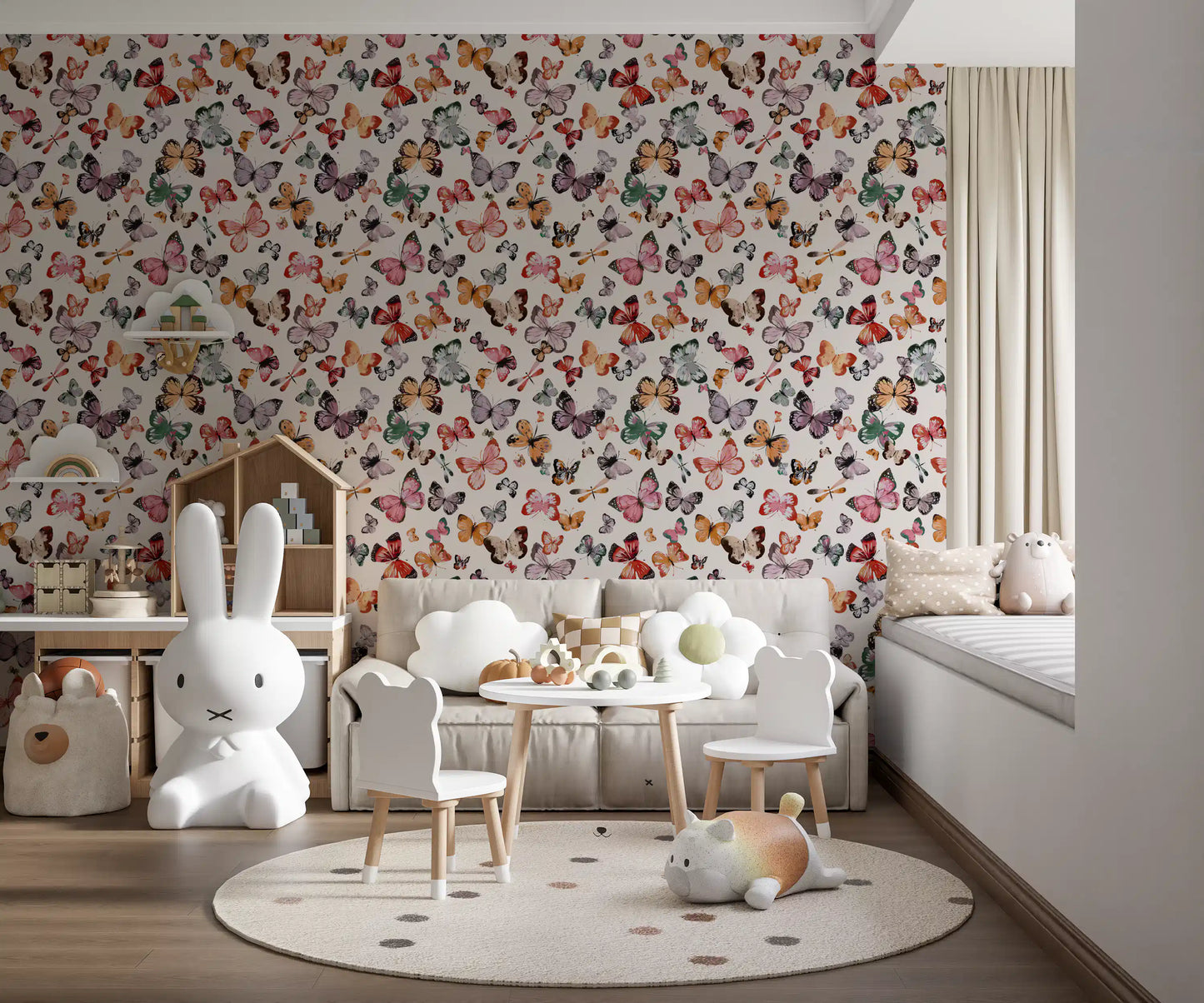 Flying butterflies Earthy tones Wallpaper⁠